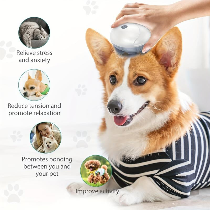 Pet Head Electric Massager: Lmitate Human Fingers for Cats & Dogs, Massager Brush Relieve Anxiety, Pet Interactive Massage Machine Toy , Waterproof